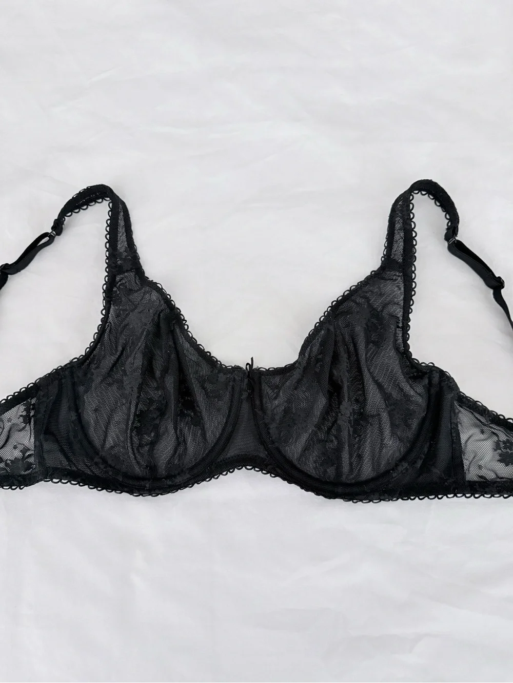 Wild Fable Black Floral Lace Unlined Balconette Underwire Bra 36D